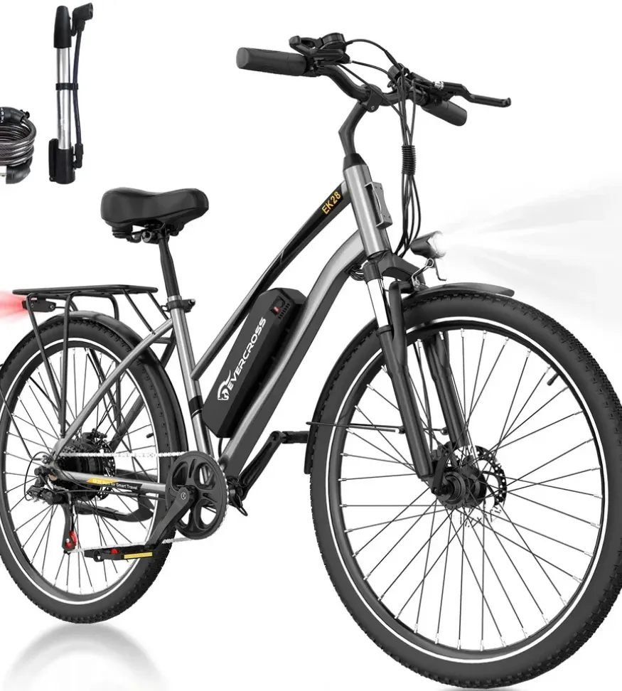 Ηλεκτρικό Ποδήλατο 28" 250W με Αποσπώμενη Μπαταρία 36V 12Ah Αυτονομία έως 90km - Ασημί