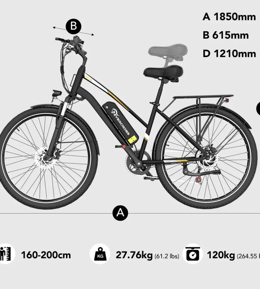 Ηλεκτρικό Ποδήλατο 28" 250W με Αποσπώμενη Μπαταρία 36V 12Ah Αυτονομία έως 90km - Ασημί