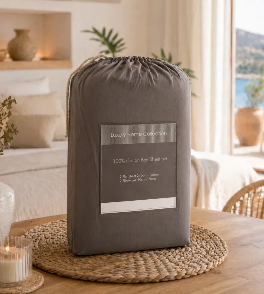 Σετ Σεντόνια Υπέρδιπλα 4 Τεμαχίων 240x260cm 100% Βαμβάκι 200TC Γκρι- Μπορντό