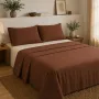 Σετ Σεντόνια Υπέρδιπλα 4 Τεμαχίων 240x260cm 100% Βαμβάκι 200TC Καφέ - Εκρού