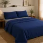 Σετ Σεντόνια Υπέρδιπλα 4 Τεμαχίων 240x260cm 100% Βαμβάκι 200TC Μπλέ - Γκρί
