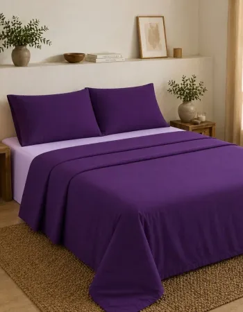 Σετ Σεντόνια Υπέρδιπλα 4 Τεμαχίων 240x260cm 100% Βαμβάκι 200TC Μωβ - Λιλά