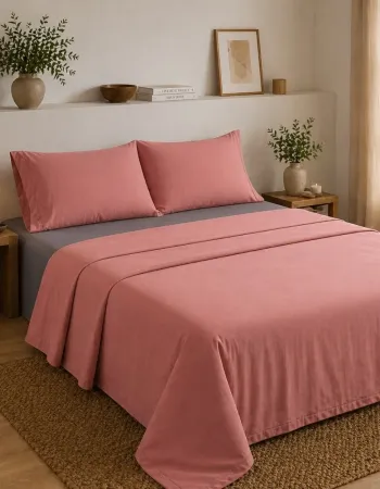 Σετ Σεντόνια Υπέρδιπλα 4 Τεμαχίων 240x260cm 100% Βαμβάκι 200TC Σάπιο Μήλο - Γκρί