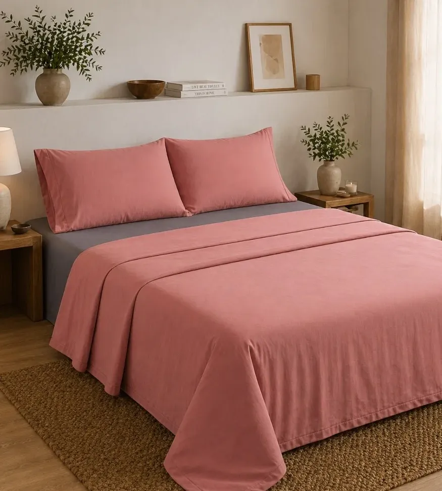 Σετ Σεντόνια Υπέρδιπλα 4 Τεμαχίων 240x260cm 100% Βαμβάκι 200TC Σάπιο Μήλο - Γκρί