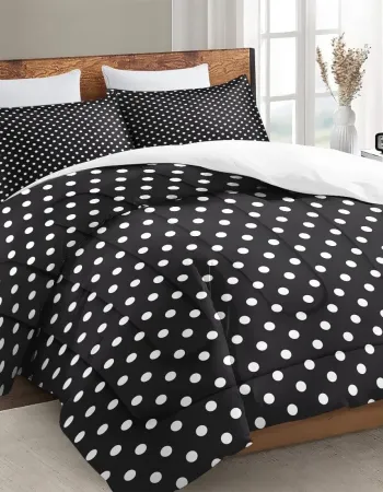 Σετ Σεντόνια Υπέρδιπλα 4 Τεμαχίων 240x260cm Βαμβακοσατέν 300TC Μαύρο Πουά