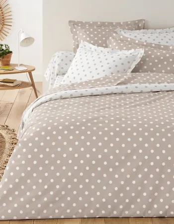 Σετ Σεντόνια Υπέρδιπλα 4 Τεμαχίων 240x260cm Βαμβακοσατέν 300TC Μπεζ Πουά