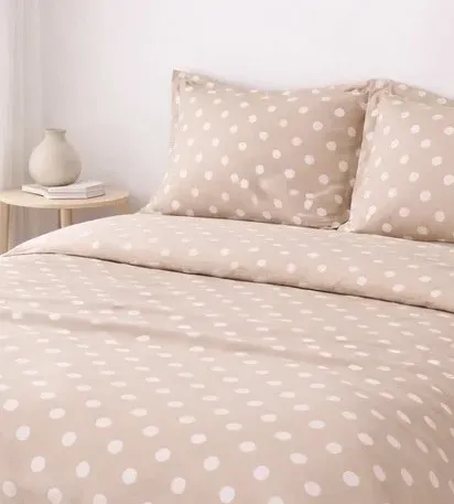 Σετ Σεντόνια Υπέρδιπλα 4 Τεμαχίων 240x260cm Βαμβακοσατέν 300TC Μπεζ Πουά