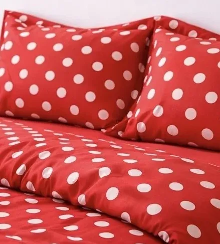 Σετ Σεντόνια Υπέρδιπλα 4 Τεμαχίων 240x260cm Βαμβακοσατέν 300TC Κόκκινο Πουά