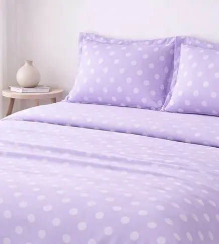 Σετ Σεντόνια Υπέρδιπλα 4 Τεμαχίων 240x260cm Βαμβακοσατέν 300TC Μωβ Πουά
