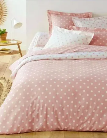 Σετ Σεντόνια Υπέρδιπλα 4 Τεμαχίων 240x260cm Βαμβακοσατέν 300TC Ροζ Πουά