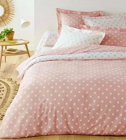Σετ Σεντόνια Υπέρδιπλα 4 Τεμαχίων 240x260cm Βαμβακοσατέν 300TC Ροζ Πουά