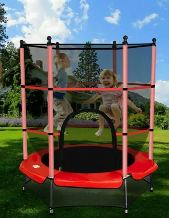 PK Deals Τραμπολίνο Με Δίχτυ Ασφαλείας 140cm Ύψος 160cm Κόκκινο