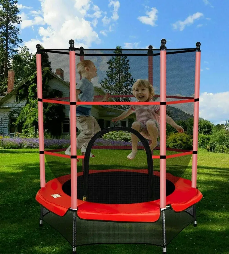 PK Deals Τραμπολίνο Με Δίχτυ Ασφαλείας 140cm Ύψος 160cm Κόκκινο