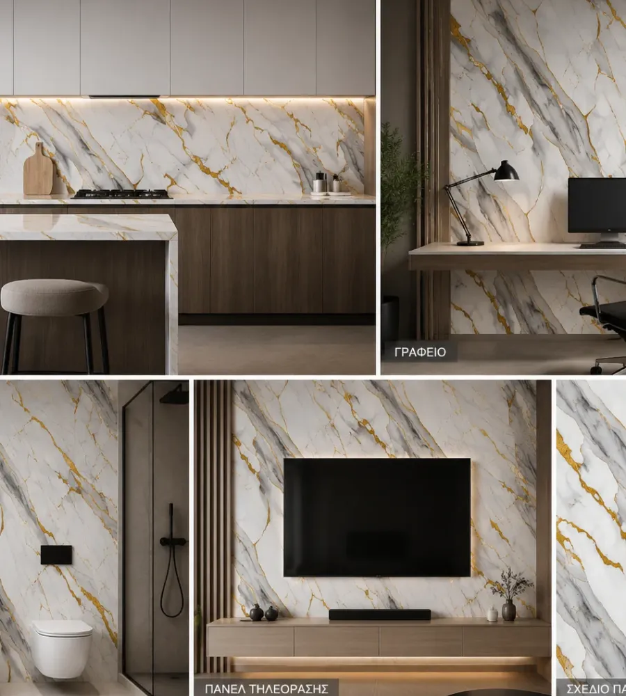 Πάνελ PVC Μαρμάρου Calacatta Gold Prestige Glossy 122x244cm (3mm)