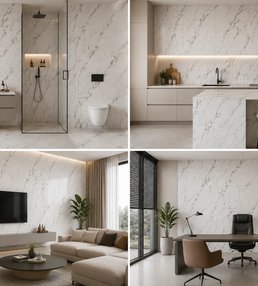 Πάνελ PVC Μαρμάρου Arctic Grey Glossy 122x244cm 3mm | Premium Επένδυση Τοίχου