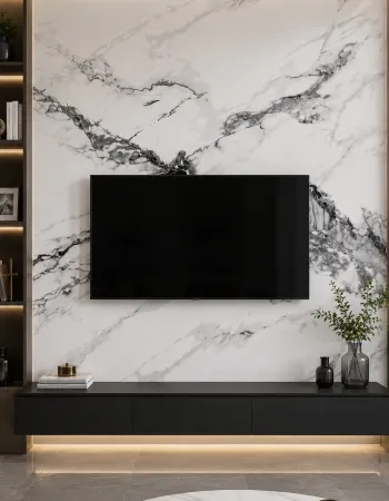 Πάνελ PVC Μαρμάρου White Black Crystal Marble Glossy 122x244cm (3mm)