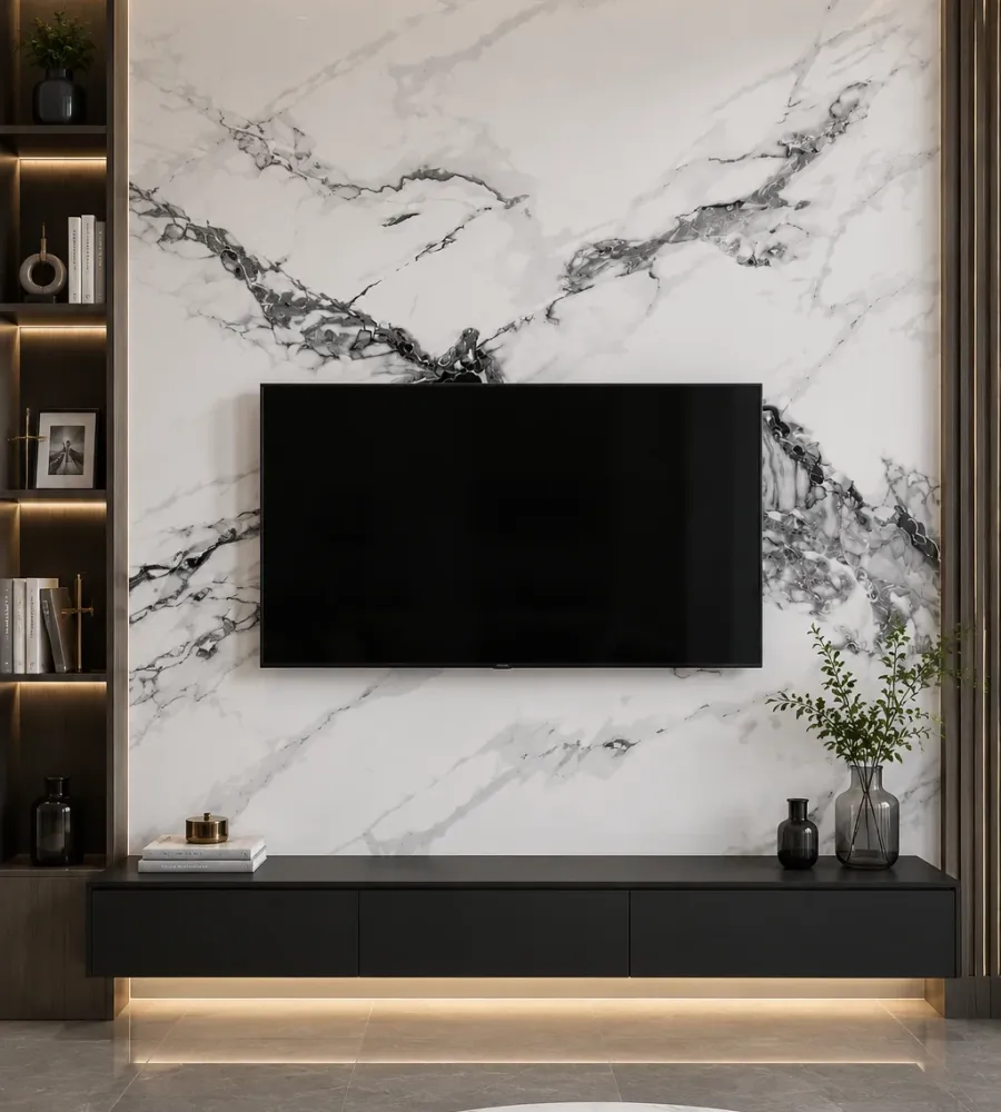Πάνελ PVC Μαρμάρου White Black Crystal Marble Glossy 122x244cm (3mm)