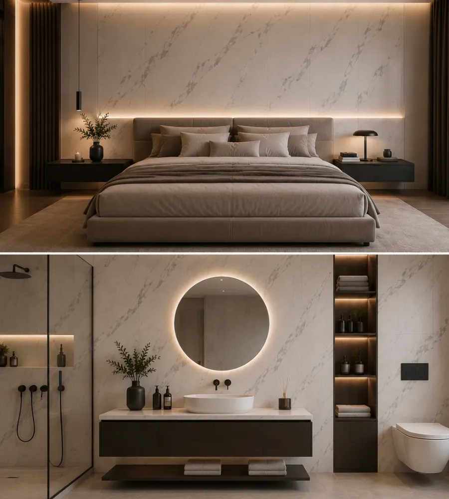 Πάνελ PVC Μαρμάρου White Grey Marble Glossy 122x244cm 3mm | Premium Επένδυση Τοίχου
