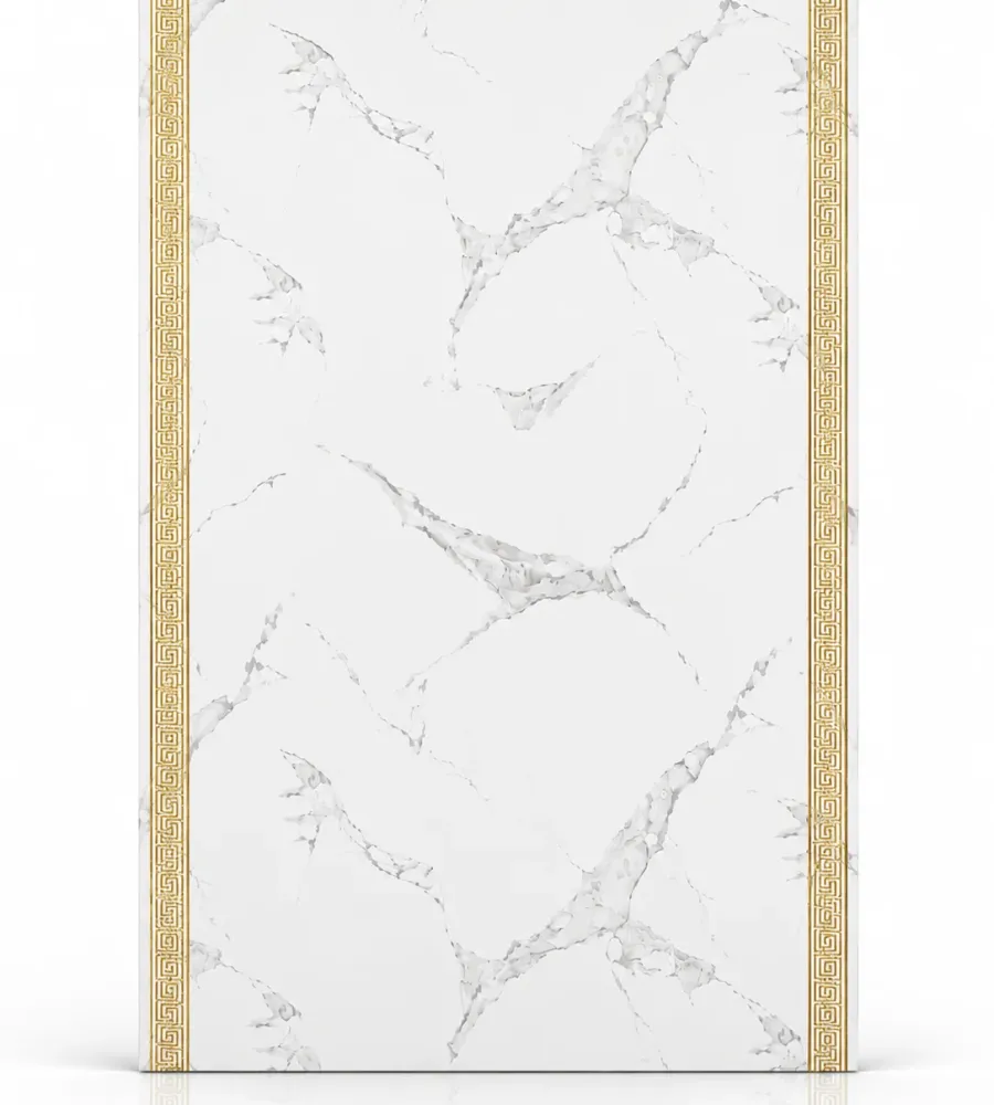 Πάνελ PVC Μαρμάρου White Gold Greek Glossy 122x244cm 3mm για Επένδυση Τοίχου