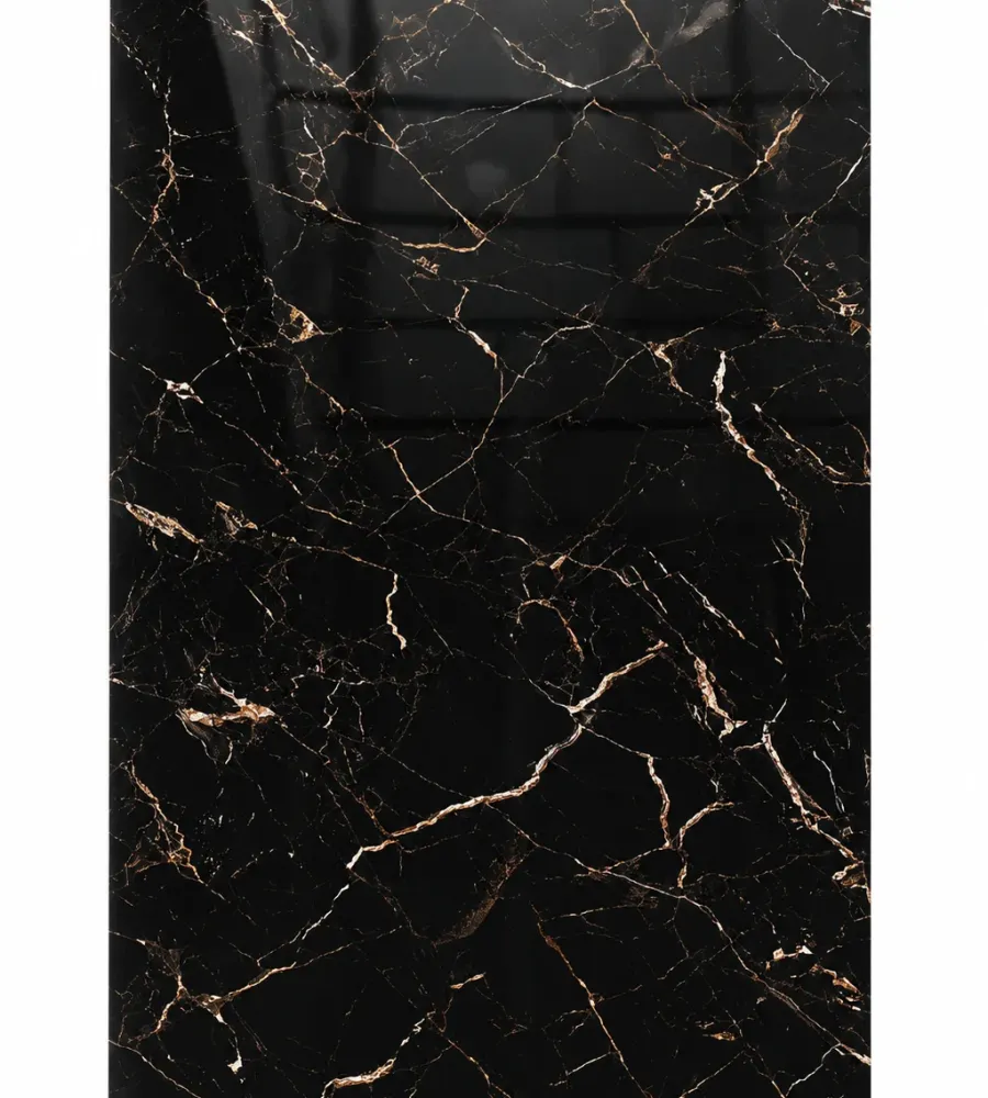 Πάνελ PVC Μαρμάρου Black Golden Marble Glossy 122x244cm 3mm για Επένδυση Τοίχου