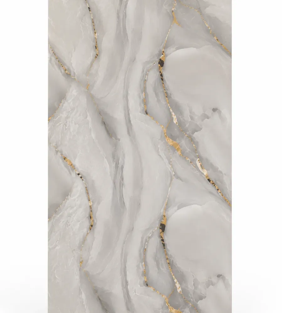 Πάνελ PVC Μαρμάρου Grey Onyx Gold Glossy 122x244cm 3mm | Premium Luxury Wall Panel GOG-06