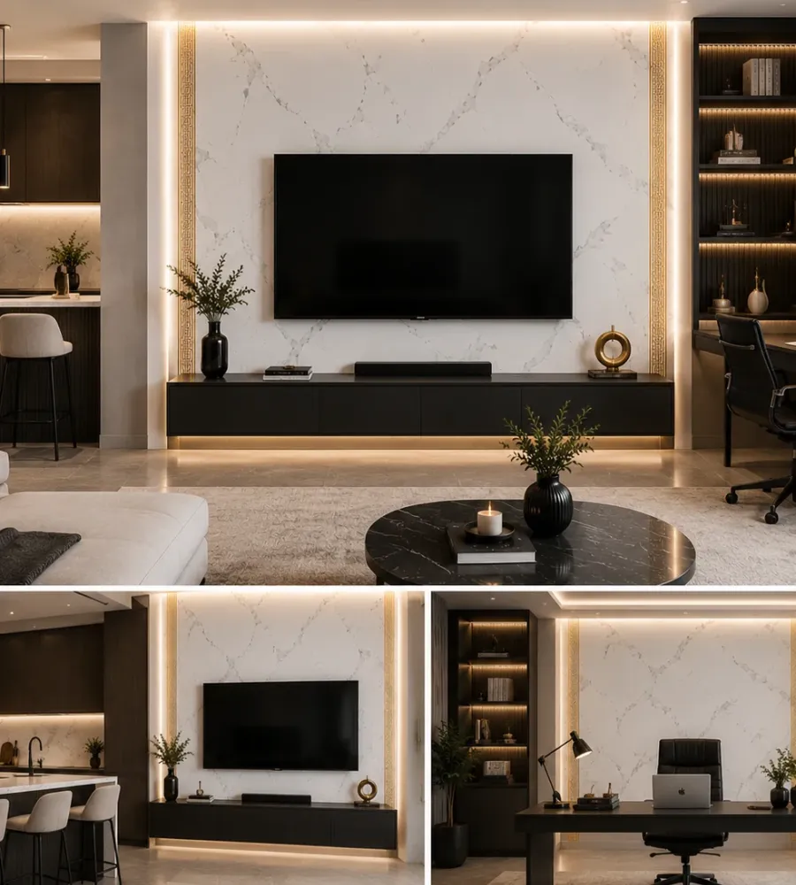 Πάνελ PVC Μαρμάρου White Gold Greek Glossy 122x244cm 3mm για Επένδυση Τοίχου
