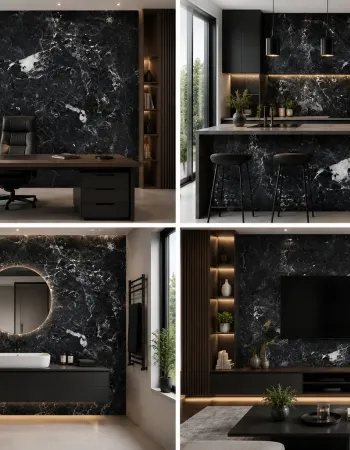 Πάνελ PVC Μαρμάρου Black Imperial Glossy 122x244cm 3mm | Premium Wall Panel