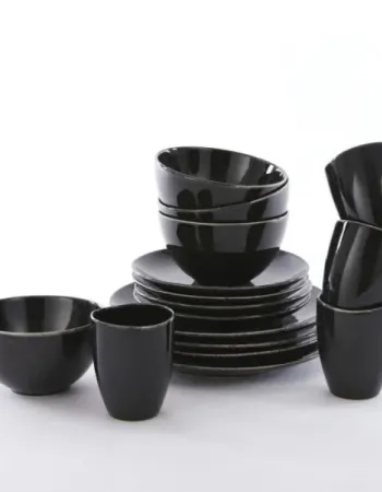 Σετ Σερβίτσιο Φαγητού 16 Τεμαχίων Κεραμικό Stoneware Μαύρο για 4 Άτομα
