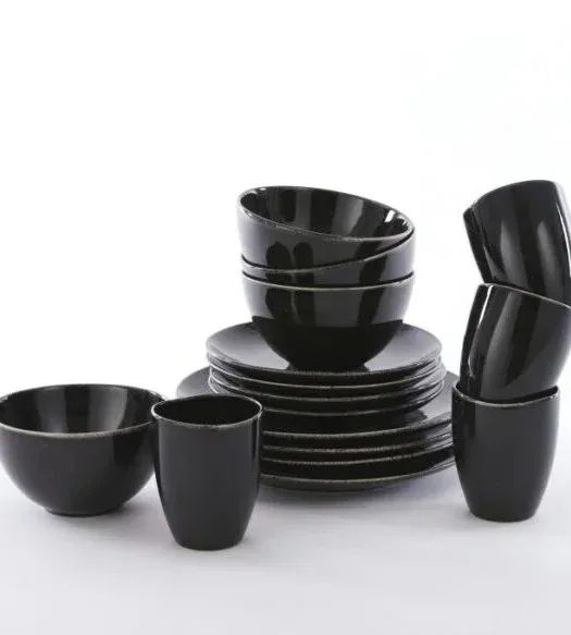 Σετ Σερβίτσιο Φαγητού 16 Τεμαχίων Κεραμικό Stoneware Μαύρο για 4 Άτομα