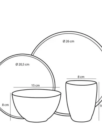 Σετ Σερβίτσιο Φαγητού 16 Τεμαχίων Κεραμικό Stoneware Γκρι για 4 Άτομα