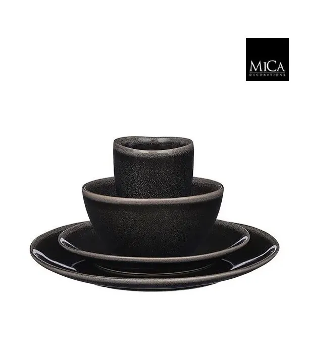 Σετ Σερβίτσιο Φαγητού 16 Τεμαχίων Κεραμικό Stoneware Μαύρο για 4 Άτομα